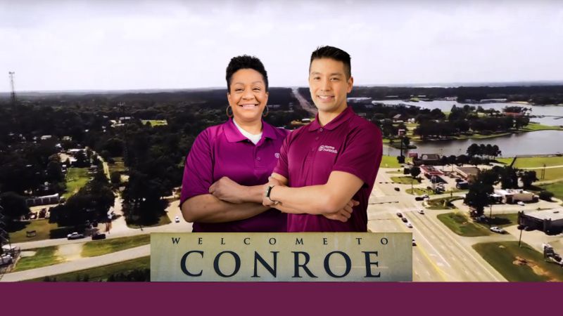 Home Instead caregivers with Conroe Texas in the background
