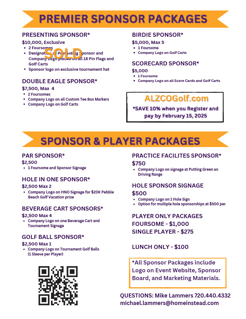 Back of Alzheimer s Golf Classic Flyer