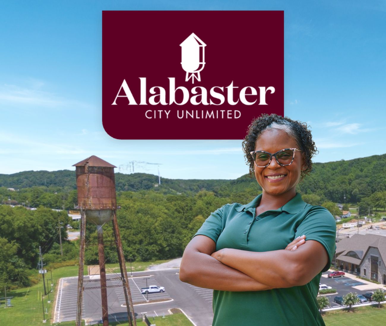 Home Instead caregiver with Alabaster, Alabama in the background