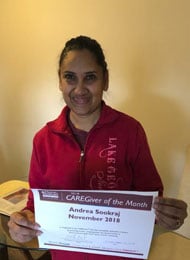 Andrea awarded Brampton Best Caregiver during November 2018