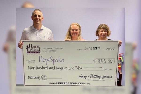 Home Instead of Lincoln, NE, matches community donation to HopeSpoke