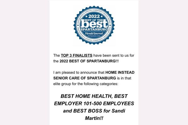 Home Instead Nominated for Best of Spartanburg 2022