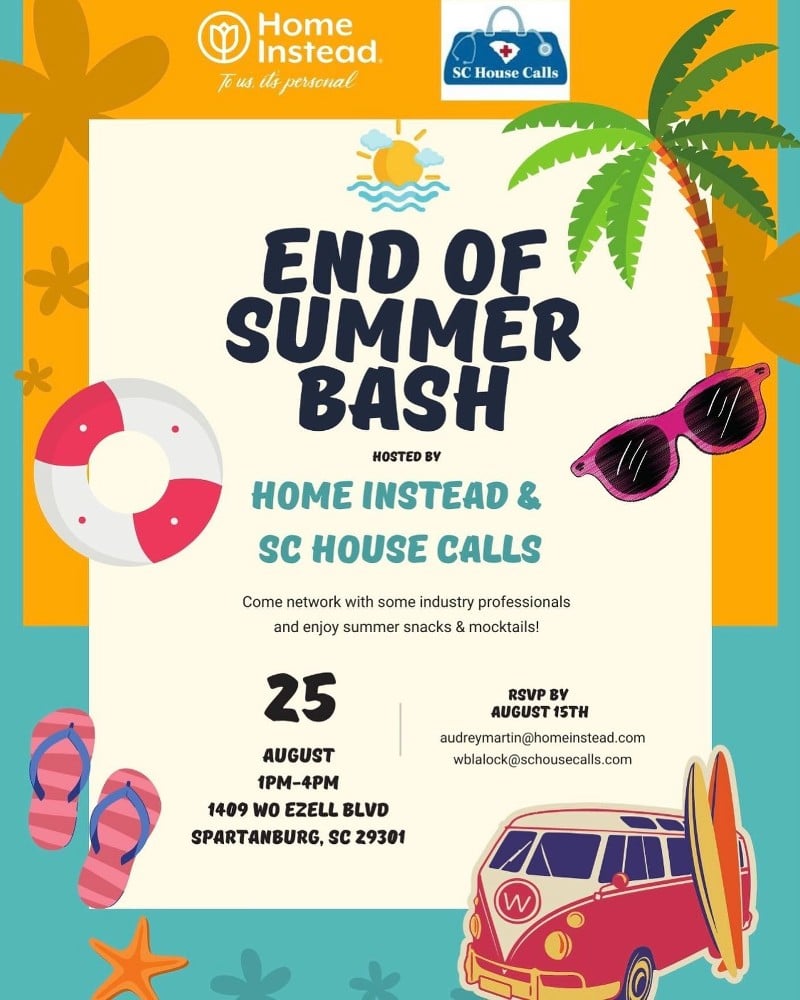 Home Instead Spartanburg, SC End of Summer Bash flyer