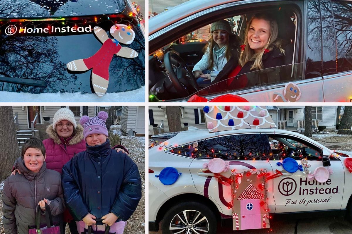 Home Instead's Gingerbread Car Lights the Way at the Seward Lighted Parade collage