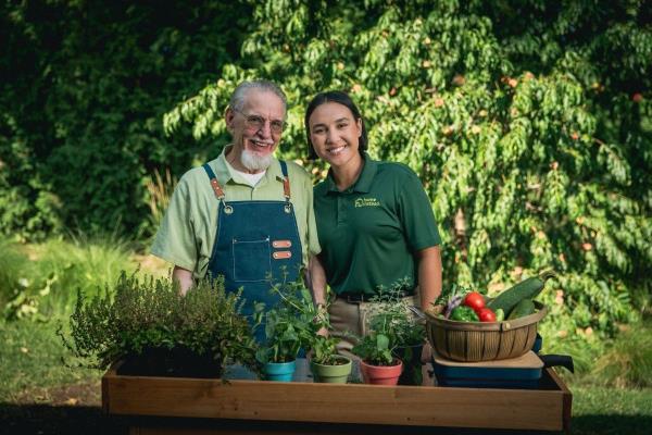 Live-in caregiver assisting senior in rural Northern Indiana home