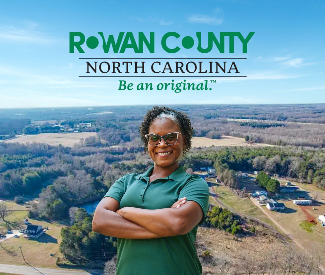 Home Instead caregiver with Rowan County, North Carolina in the background