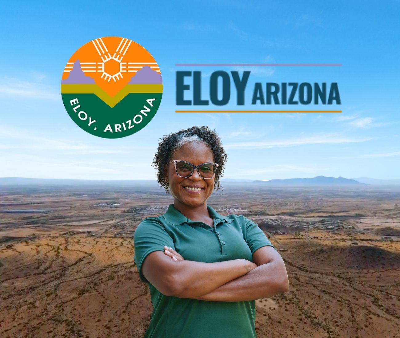 Home Instead caregiver with Eloy, Arizona in the background