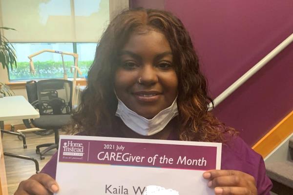 Kaila Williams, July 2021 Caregiver of the month