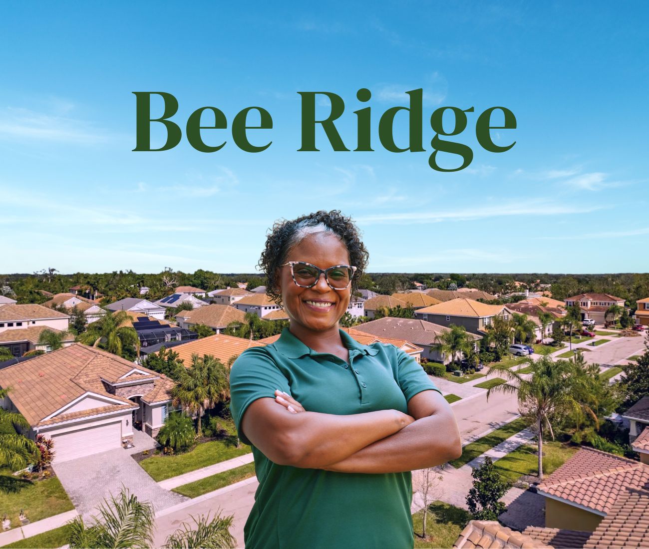 Home Instead caregiver with Bee Ridge, FL in the background