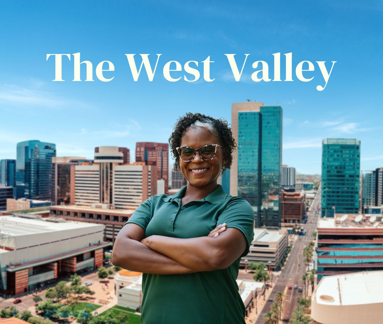 Home Instead caregiver with The West Valley, Arizona in the background