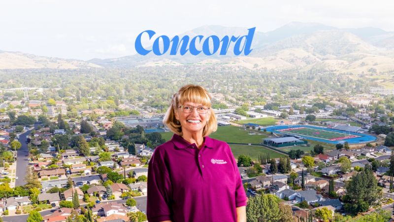 home instead caregiver with concord california in the background