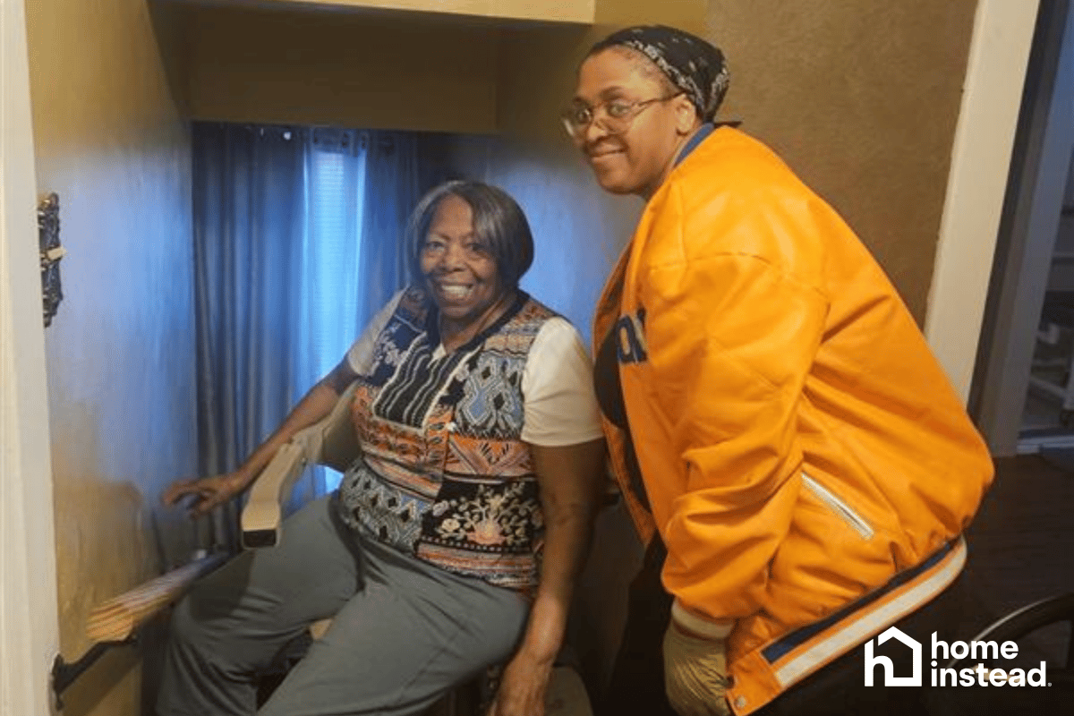 Older adult returning home after a hospital stay with family and caregiver in Elkhart County