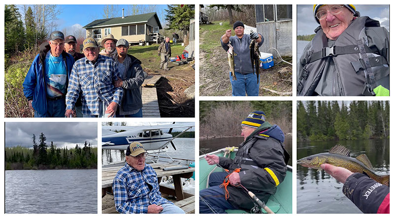 Caregiver and 97 year old client on Canada fishing trip collage