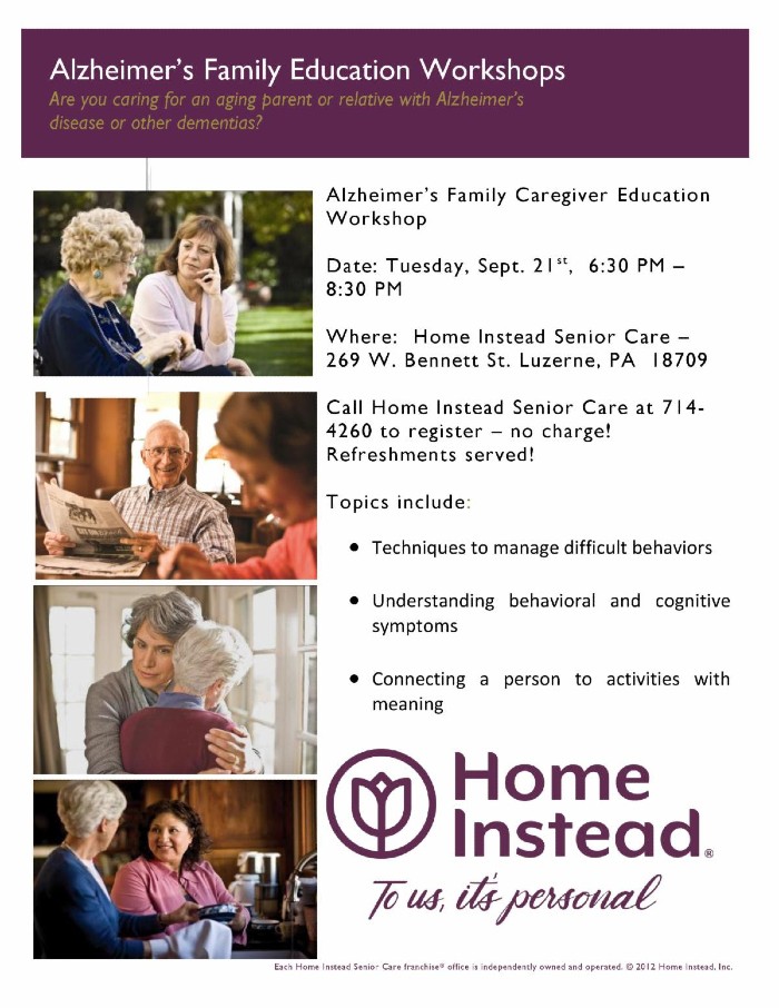 Alzheimer's Family Education Workshop Flyer