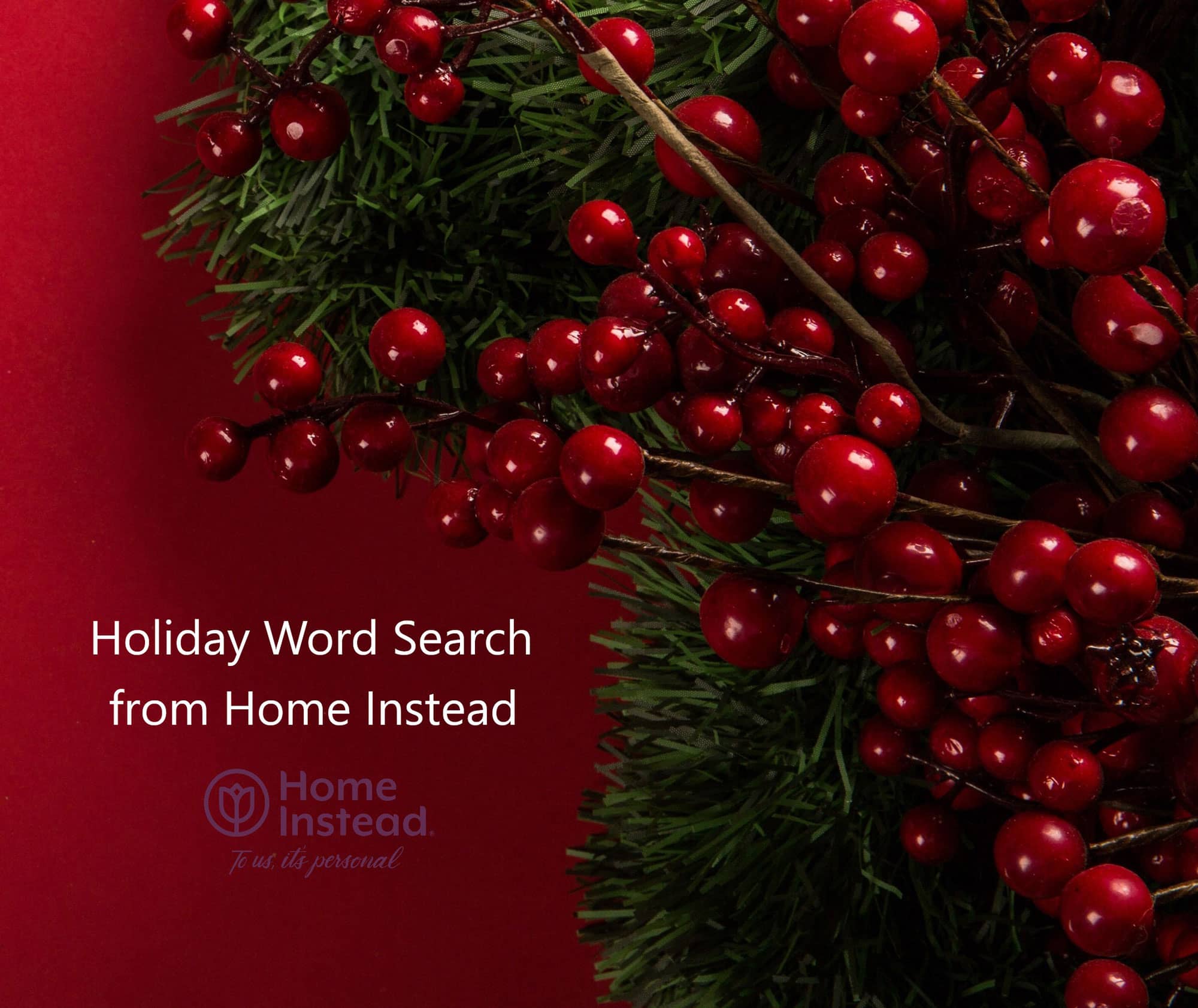 Holiday Word Search from Home Instead San Diego- Christmas Holly Themed