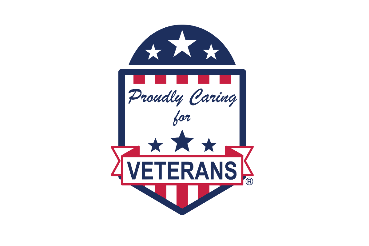 Proudly Caring for Veterans Vertical Badge